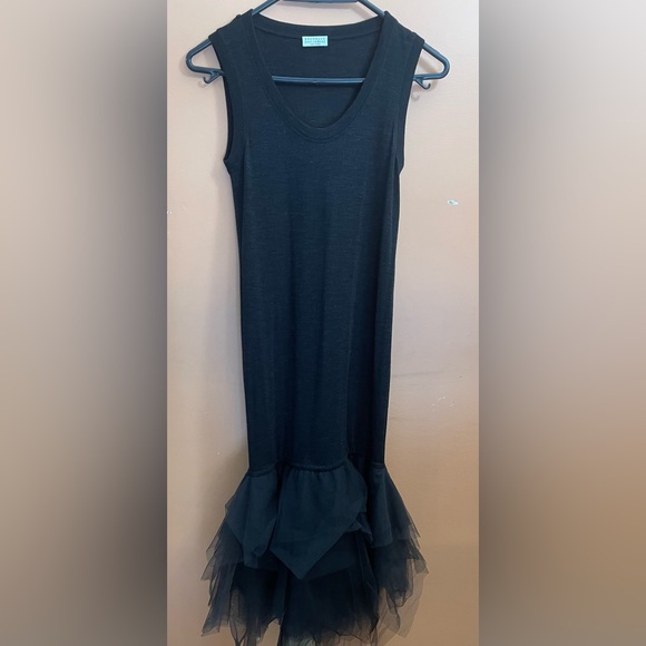 Brunello Cucinelli gray/black wool knit tank dress with tulle skirt, XS - Picture 1 of 7